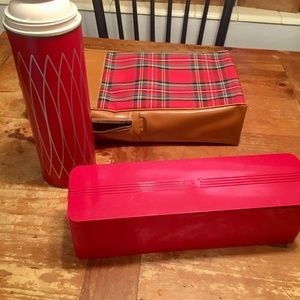 Vintage Picnic Thermos Lunch Bag with Thermos and Storage Container Camping